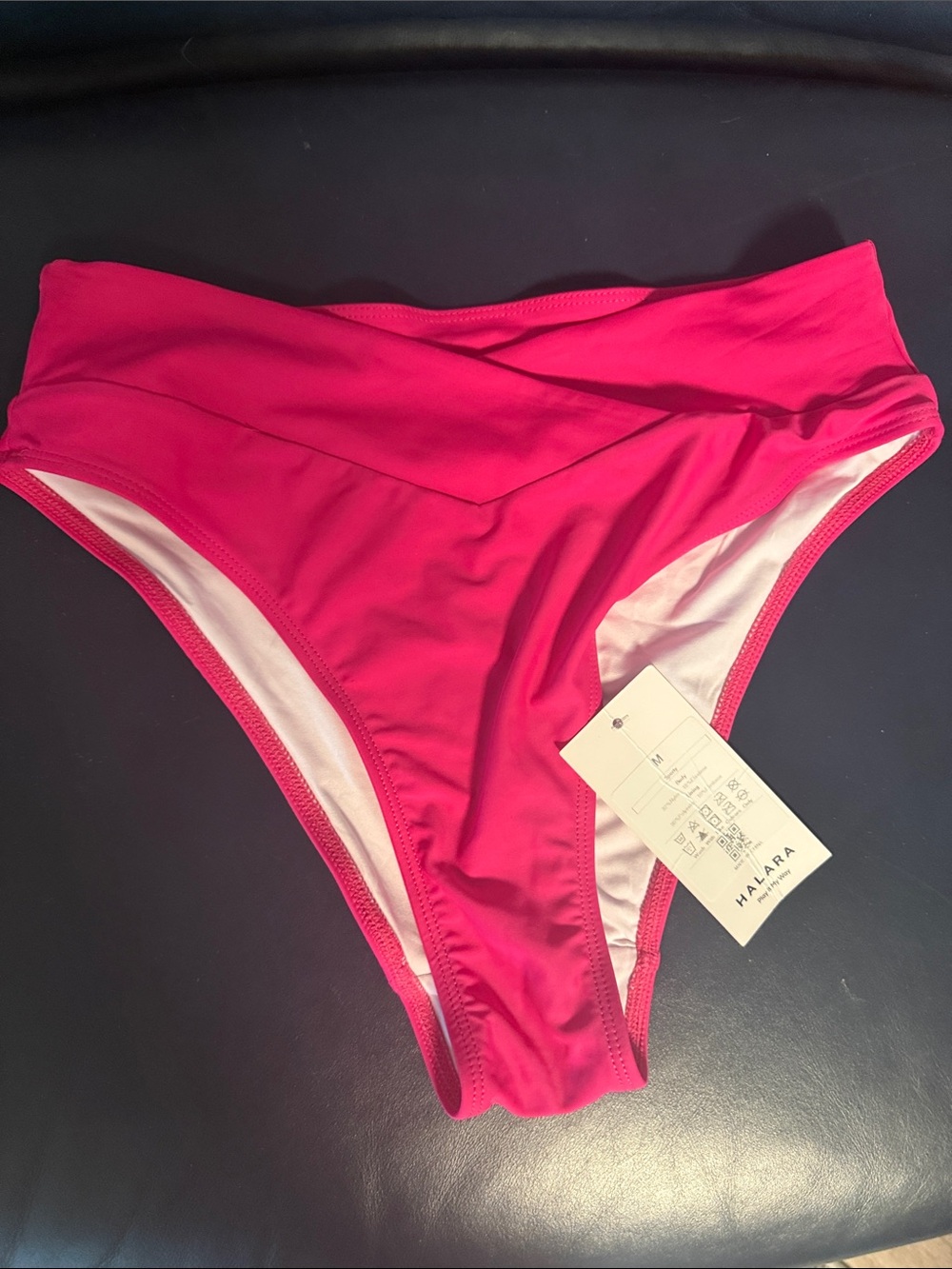 HALARA Hot Pink V-Waist High-Cut Bikini Bottom